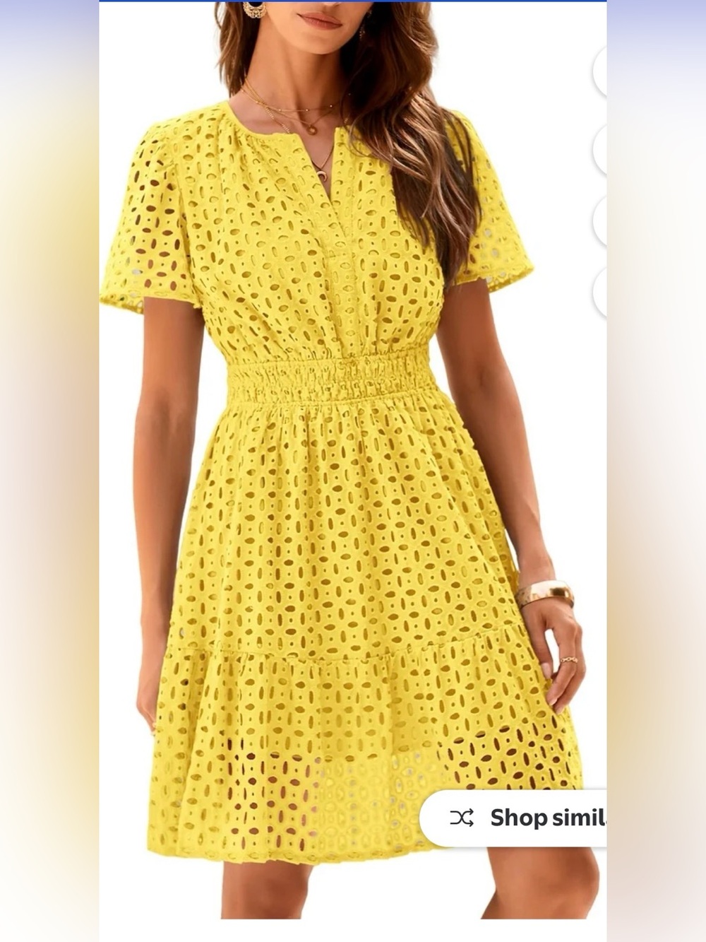 PRETTY GARDEN YELLOW CROCHET FIT DRESS, LARGE NEW